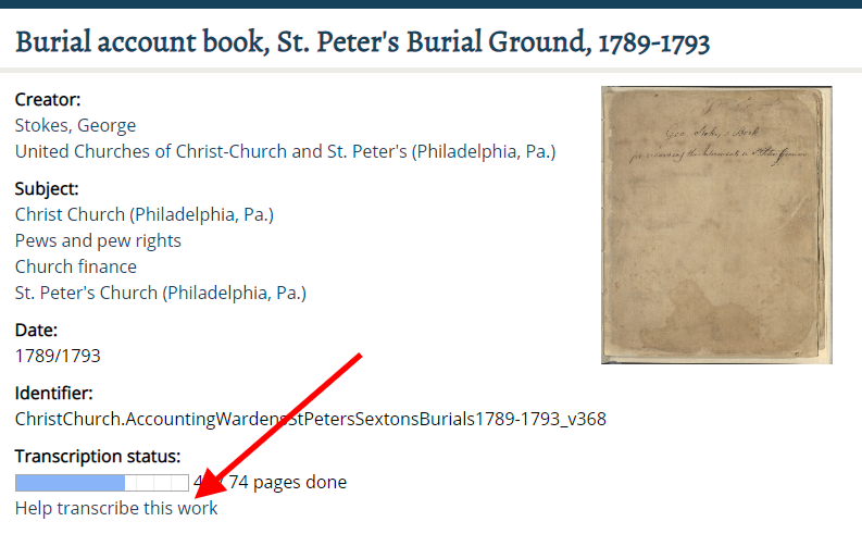 Getting Started with Transcribing - Philadelphia Congregations Early Records